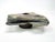 A vintage ikebana vase formed from a rugged slab of layered natural slate. A recessed ceramic insert holds a fixed metal...