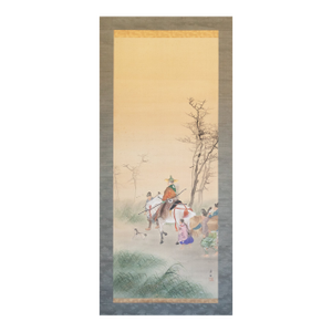 XL "Samurai" by Kogyoku, Meiji Era Japanese Silk Scroll Painting