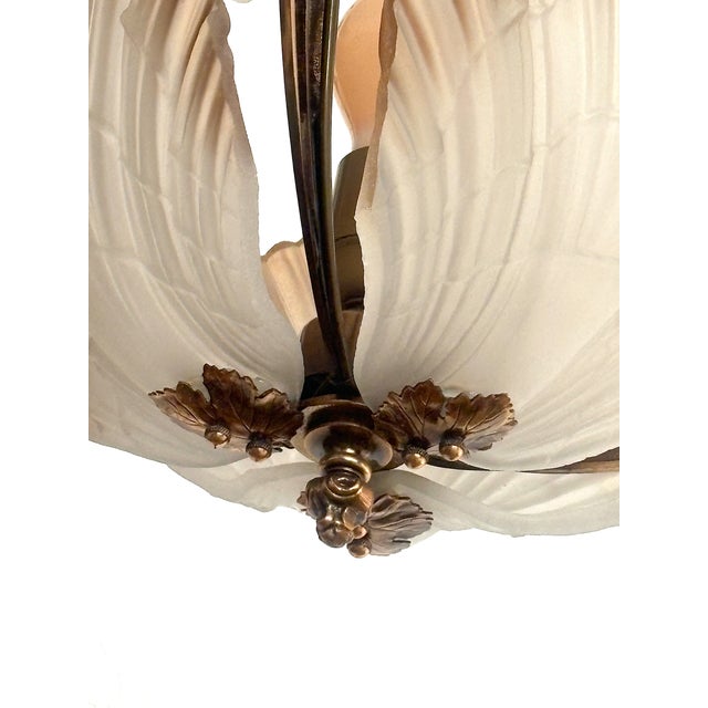 Metal Spanish Marine Brass and Glass Chandelier, 1970s For Sale - Image 7 of 14