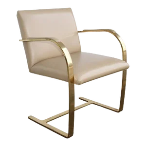1970s One Brass Flat-Bar Brno Chairs Attributed to Mies Van Der Rohe