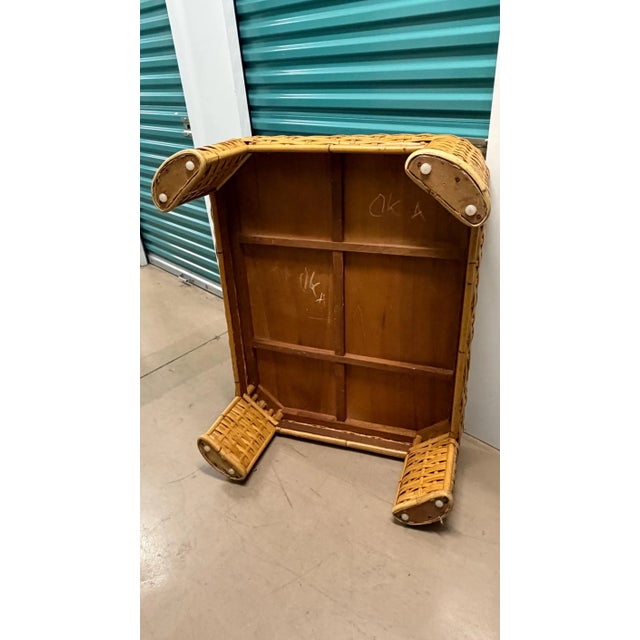 Boho Chic 1980s Ralph Lauren Style Rattan Coffee Table Removable Glass Top For Sale - Image 3 of 3