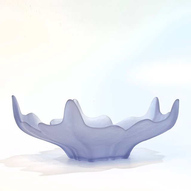 Glass Vintage Viking Glass Frosted Purple Lotus Fruit Bowl For Sale - Image 7 of 12