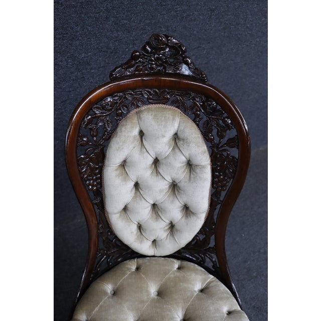 Exquisite mid-19th-century Rococo Revival slipper chair attributed to famed cabinetmaker John Henry Belter, known for his...
