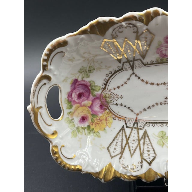 White Antique Bavarian China Long Dish For Sale - Image 8 of 12