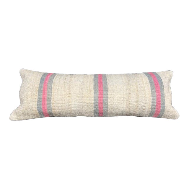 Turkish Hemp Pillow Cushion Natural Beige Gray Cushion Cover 14x40 For Sale