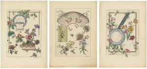 Graceful Symbiosis of Nature and Ornament, 1896, Paper, Set of 3