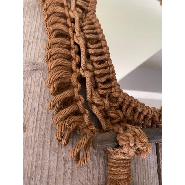 Glass Macrame Owl Mirror, 1970s For Sale - Image 7 of 8