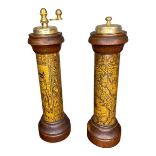 Vintage Italian Florentine Wooden Salt Shaker and Peppermill- a Pair For Sale