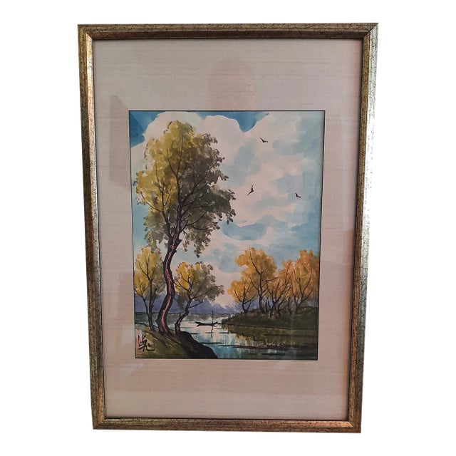 Vintage Johnson Lee Watercolor Signed Painting Master Finger Painter For Sale
