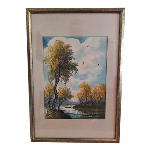 Vintage Johnson Lee Watercolor Signed Painting Master Finger Painter