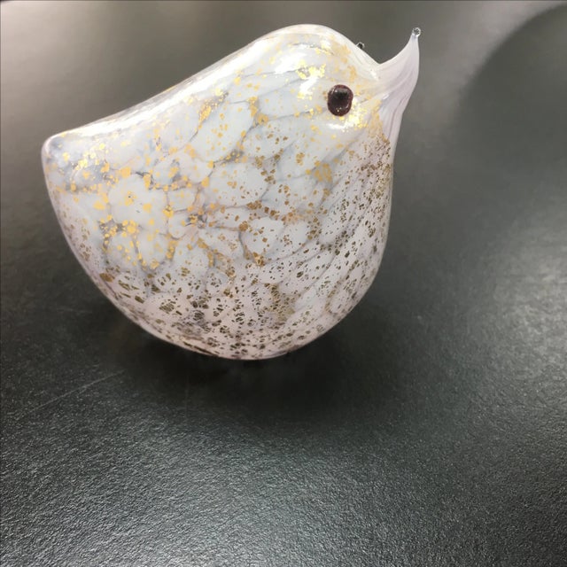 Adorable hand blown glass bird with gold flecks throughout. Possibly Murano.