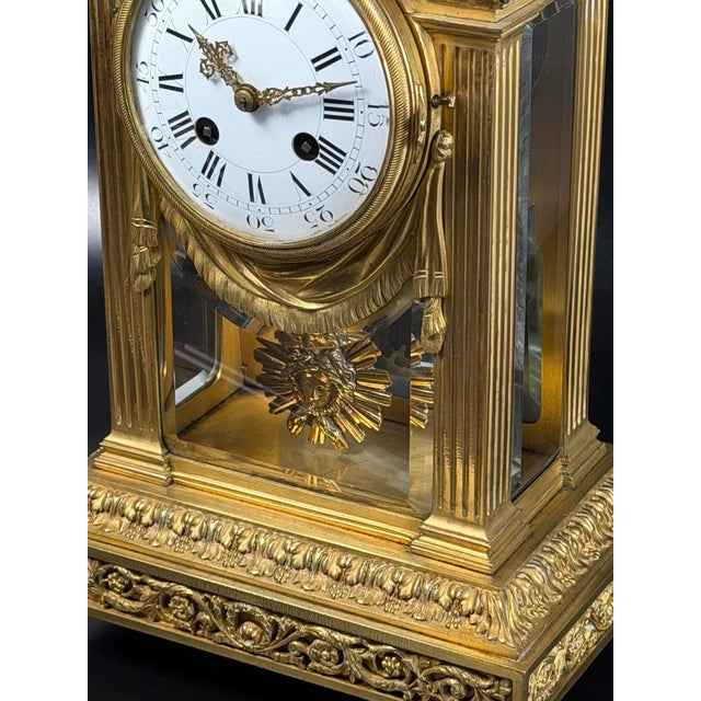 Antique French Louis XVI Style Ormolu Mantel Clock with Ed. Minart Movement from F. Barbedienne, 1850s For Sale - Image 10 of 18