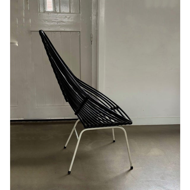 1950s Blackened Rattan Lounge Chair by H. Broekhuizen for Rohé Noordwolde, the Netherlands, 1960s For Sale - Image 5 of 10