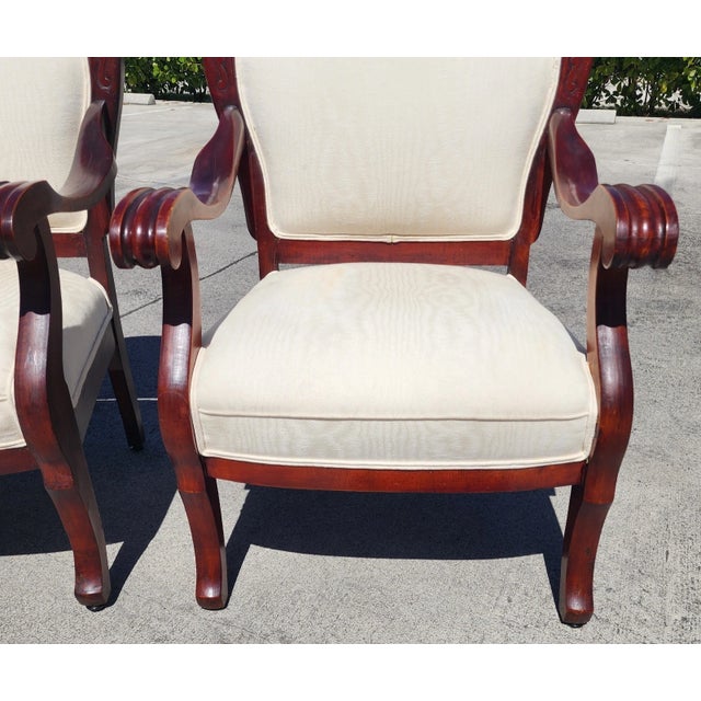 Mid 20th Century Antique Asian Rosewood Carved Foo Dogs Armchairs Set of 2 For Sale - Image 5 of 12