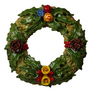 Holly Wreath, Pinecones & Bells For Sale