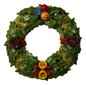 Holly Wreath, Pinecones & Bells