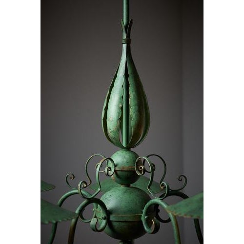 Green Chandelier with Shades, Italy, 1940s For Sale - Image 10 of 16