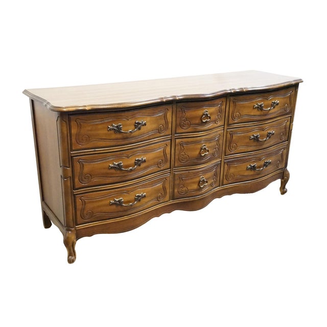Bassett Bassett Furniture Cherry Country French Provincial 65" Triple Dresser 190-2-A371 For Sale - Image 4 of 12