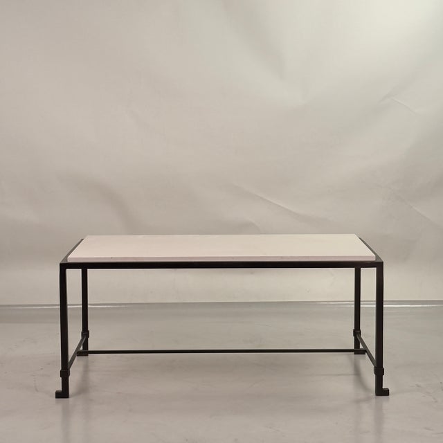 Not Yet Made - Made To Order Small 'Diagramme' Dark Bronze and Limestone Coffee Table by Design Frères For Sale - Image 5 of 5