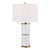 White & Brass Cylinder Table Lamp For Sale