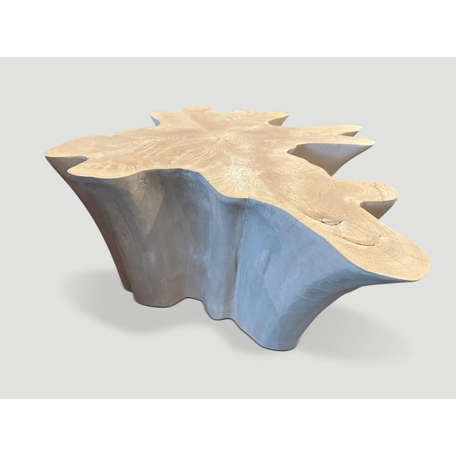 White Andrianna Shamaris Amorphous Bleached Teak Wood Coffee Table For Sale - Image 8 of 18