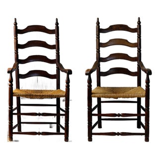 Ladder Back Armchairs Antique - A Pair For Sale