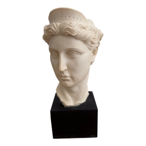 1970s Large A. Santini "Diana the Huntress" Marble Composite Bust From Italy– 13.5" – Single-Family Provenance