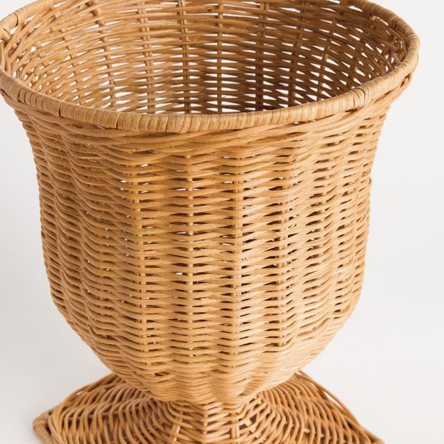 Rustic Chesapeake Rattan Footed Urn Narrow For Sale - Image 3 of 4