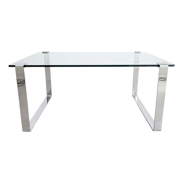 Glass Dining Table with Chrome Finish from Draenert For Sale