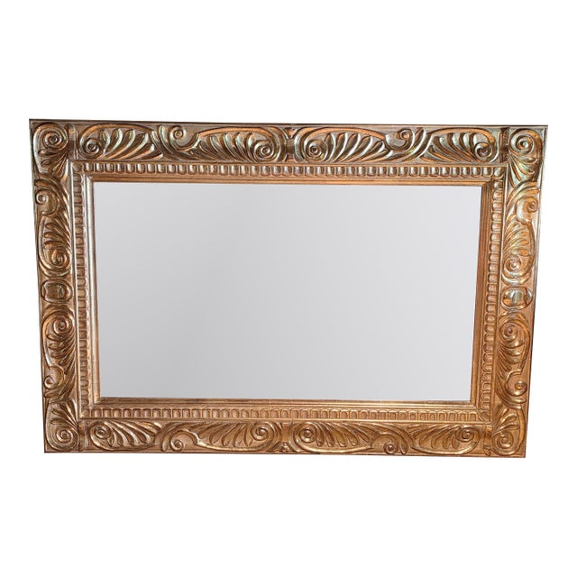1990s Large Italian Carved Giltwood Mirror 68x46 For Sale