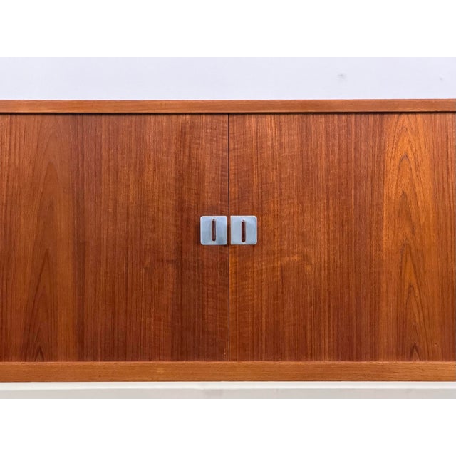 Mid-Century Modern 1960s Hans J Wegner "President" Credenza - Mid Century Danish Modern Teak Tambour Door Cabinet For Sale - Image 3 of 12