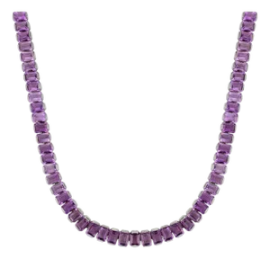 925 Silver Octagon Cut Amethyst 18.5 Inches Tennis Necklace by Carat&her