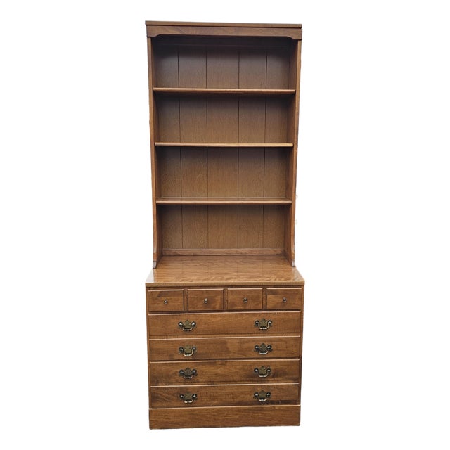 Mid-Century Ethan Allen Maple Bookcase Chest of Drawers For Sale