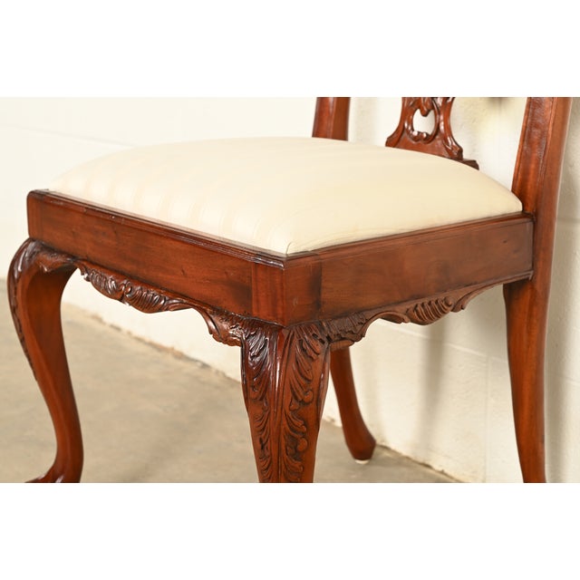 Baker Furniture Style Chippendale Carved Mahogany Dining Chairs, Set of Four For Sale - Image 9 of 14