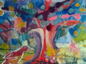 2000s "Empty Nest" Abstract Expressionist Oil Painting