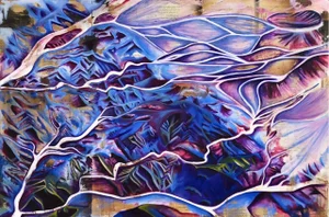 "Earth Through Time (Mojave National Preserve Aerial)" Expressionist Landscape Painting by Britney Penouilh