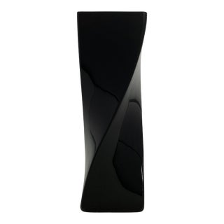 Postmodern Black Glass Twist Vase For Sale