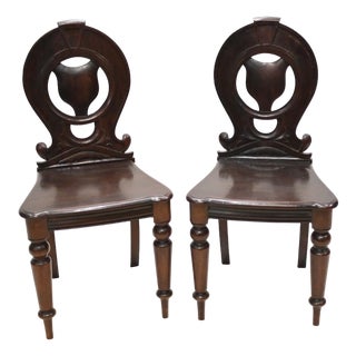 Set of Mid Victorian Hall Chairs in Mahogany, 1840s For Sale
