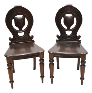 Set of Mid Victorian Hall Chairs in Mahogany, 1840s