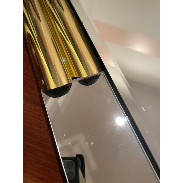 Vintage 1980s Geometric Postmodern Triangular Wall Mirror With Brass Tubular Corner Details For Sale - Image 10 of 11