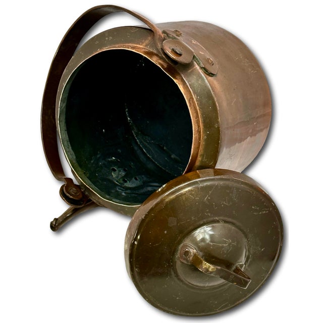 Antique Early American Thick & Heavy Gauge Hand Wrought Solid Copper Utilitarian Primitive Hot Water Kettle Early 19th Century For Sale - Image 14 of 18