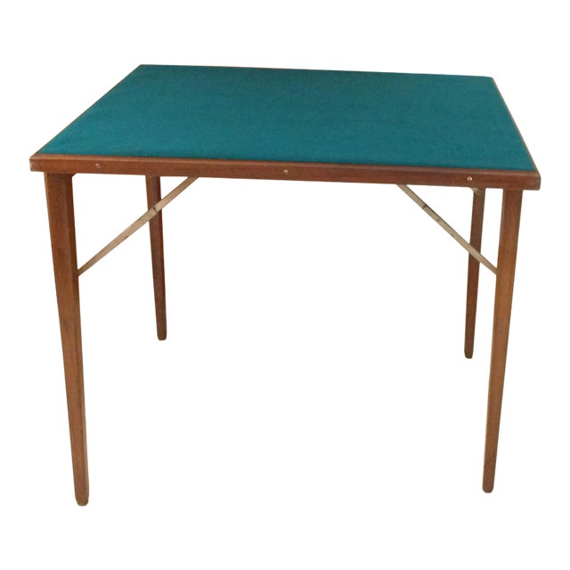 Vintage Mid-Century Modern Wood Lightweight Foldable Poker/Game Table For Sale