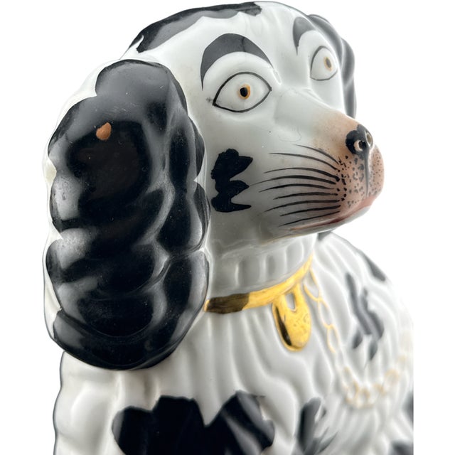 Ceramic Large Staffordshire Spaniel Dog and Pup Figurines For Sale - Image 7 of 9