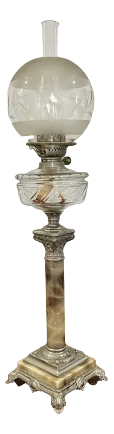 Antique Edwardian Oil Table Lamp, 1900s