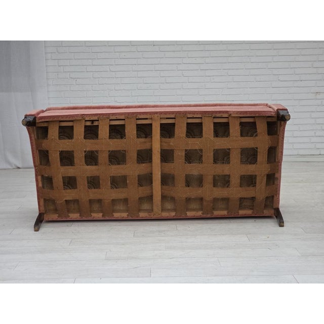 Vintage Danish Two-Seater Sofa in Salmon Pink Furniture Velour, 1950s For Sale - Image 18 of 18
