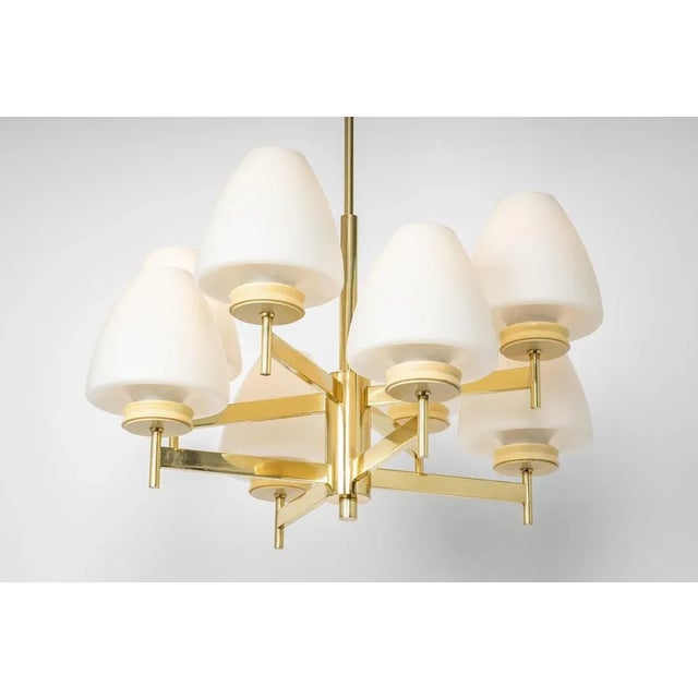 Sputnik Chandelier with Opal Glasses from Kaiser, Germany, 1970s For Sale - Image 6 of 13