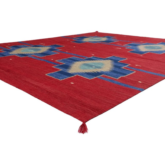 81040 Southwest Modern Red Ganado Navajo-Style Rug, 08'02 x 10'00. Elevate your living space with the vibrant allure of...