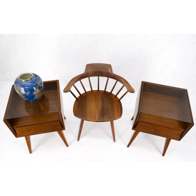 1970s Pair Swedish Mid Century Modern Glass Top Cube Shape End Side Tables NightStands For Sale - Image 5 of 13