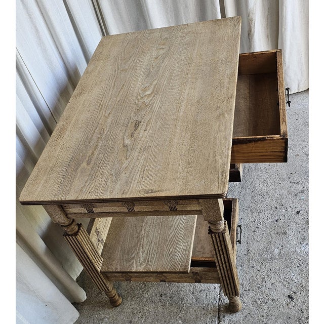 Vintage Library Table, Library Desk, Farm House, White, Bleached Oak For Sale - Image 11 of 13