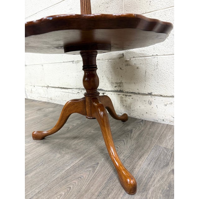 Early 20th Century Antique Georgian Revival Queen Anne Style Mahogany Dumbwaiter Serving Tray Table For Sale - Image 5 of 10